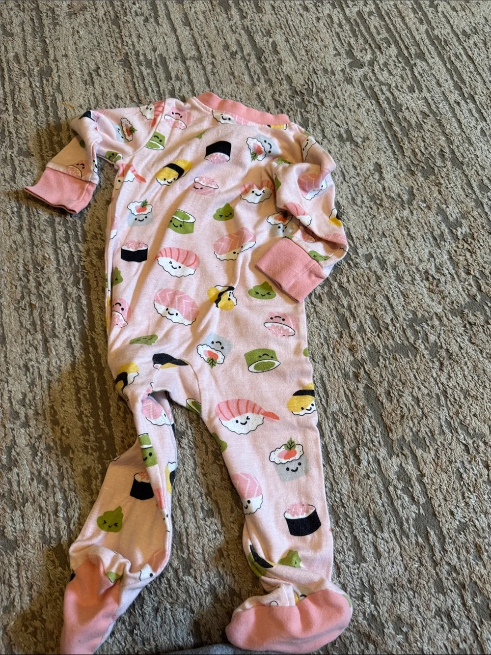 Honest Pink Sushi Print Footed One-Piece Pajamas 6-9 month